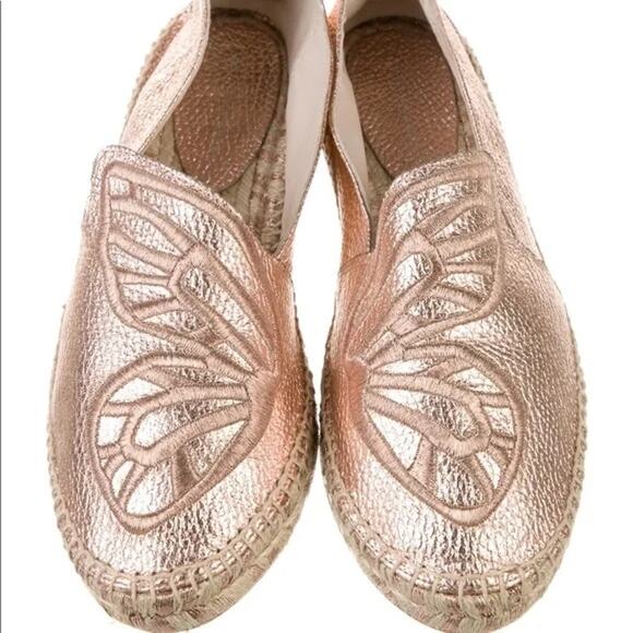 Sophia Webster Rose Gold Leather Butterfly Espadrille Flats Size 37 - Picture 1 of 10